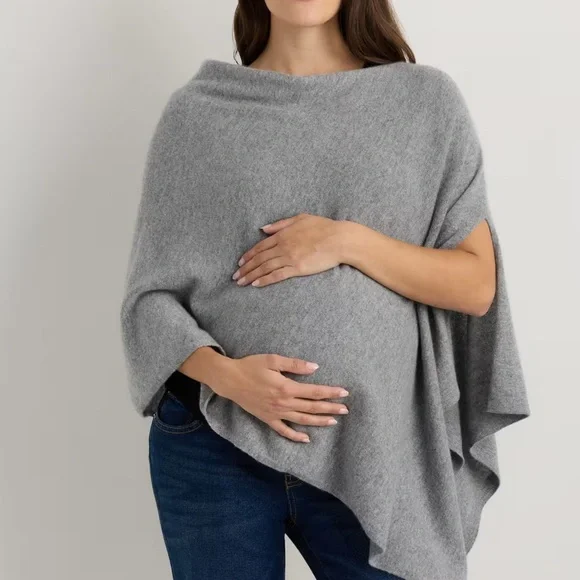 NWT Quince Women's Mongolian Cashmere Nursing Shawl Heather Grey One Size - Picture 8 of 13